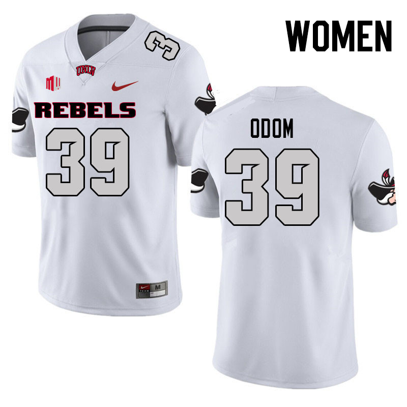 Women #39 JT Odom UNLV Rebels College Football Jerseys Stitched Sale-White - Click Image to Close